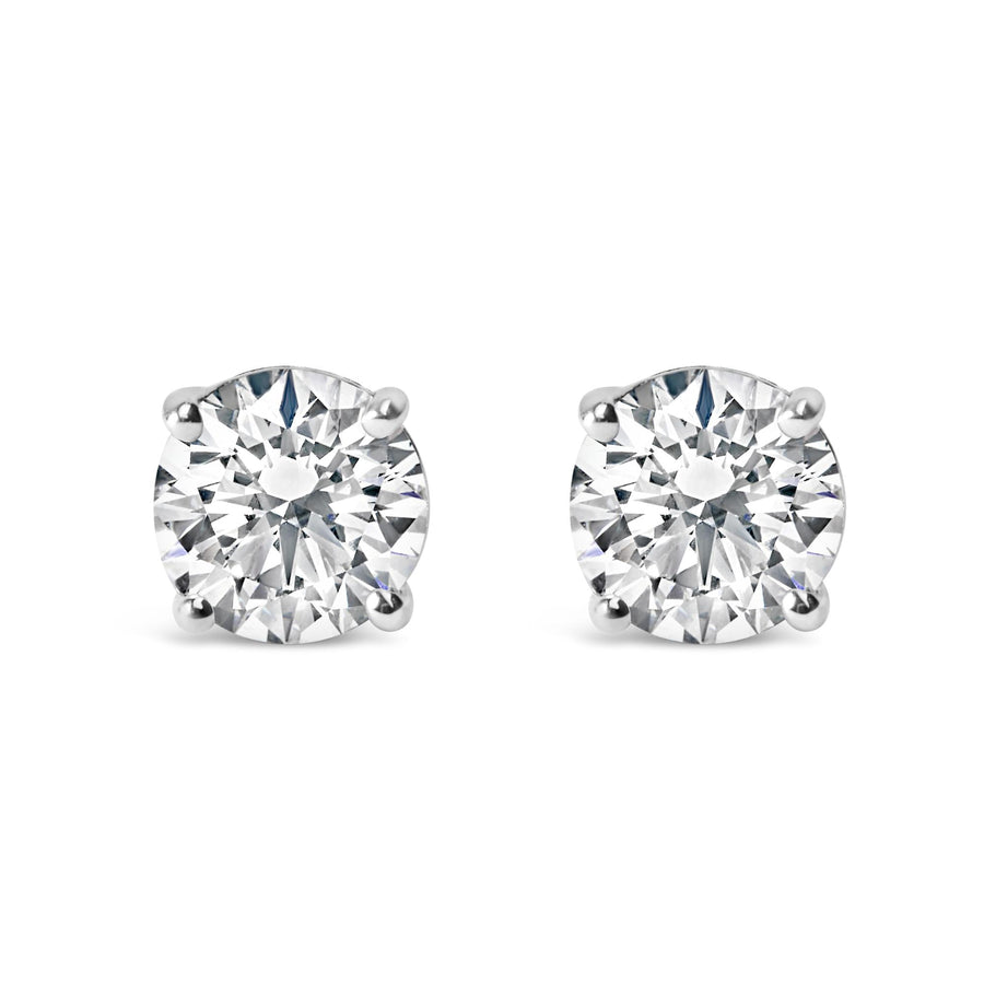 Platinum Round Lab Grown Diamond Solitaire Stud Earrings