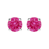 14K Gold 1.0 Cttw Round Lab Grown Pink Diamond Solitaire Stud Earrings-3 thumbnail 4