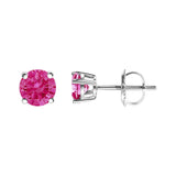 10K White Gold 1.0 Cttw Lab Created Round Brilliant Cut Pink Diamond Classic 4-Prong Solitaire Stud Earrings (Fancy Pink Color, VVS2-VS1 Clarity)-3 thumbnail 4