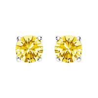 14K Gold Lab Grown Yellow Diamond Solitaire Stud Earrings