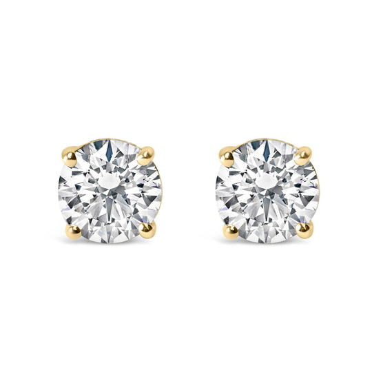 14K Gold 1.0 Carat Round Brilliant Cut Lab Grown Diamond 4-Prong Classic Solitaire Stud Earrings-0