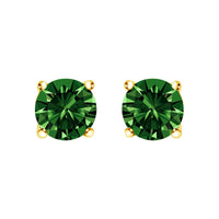 14K Gold Lab Grown Green Diamond Classic Solitaire Stud Earrings