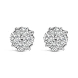 .925 Sterling Silver 1/2 cttw Prong Set Round-Cut Diamond Cluster Stud Earring (I-J Color, I2-I3 Clarity)-1 thumbnail 2