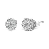 .925 Sterling Silver 1/2 cttw Prong Set Round-Cut Diamond Cluster Stud Earring (I-J Color, I2-I3 Clarity)-0 thumbnail 1