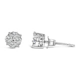 .925 Sterling Silver 1/2 cttw Prong Set Round-Cut Diamond Cluster Stud Earring (I-J Color, I2-I3 Clarity)-3 thumbnail 4