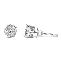 .925 Sterling Silver 1/2 cttw Prong Set Round-Cut Diamond Cluster Stud Earring (I-J Color, I2-I3 Clarity)
