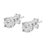 .925 Sterling Silver 1/2 cttw Prong Set Round-Cut Diamond Cluster Stud Earring (I-J Color, I2-I3 Clarity)-4 thumbnail 5