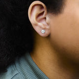 .925 Sterling Silver 1/2 cttw Prong Set Round-Cut Diamond Cluster Stud Earring (I-J Color, I2-I3 Clarity)-2 thumbnail 3