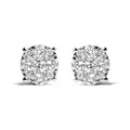 14K white gold ring with cluster round diamond stones