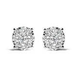 14K white gold ring with cluster round diamond stones thumbnail 1