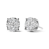 14K White Gold 2.00 Cttw Lab Grown Diamond Cluster Stud Earrings (G-H Color, VS1-VS2 Clarity)-1 thumbnail 2