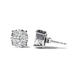 14K White Gold 2.00 Cttw Lab Grown Diamond Cluster Stud Earrings (G-H Color, VS1-VS2 Clarity)-3 thumbnail 4