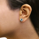 .925 Sterling Silver 2.0 Cttw Blue Diamond Composite Cluster Stud Earring-2 thumbnail 3