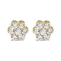 14K White Gold 1 1/2 cttw Prong Set Round-Cut Diamond Floral Cluster Stud Earrings (I-J Color, SI1-SI2 Clarity)-0
