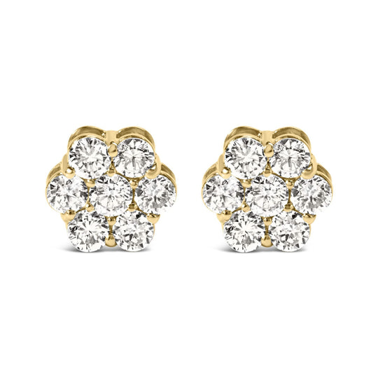 14K White Gold 1 1/2 cttw Prong Set Round-Cut Diamond Floral Cluster Stud Earrings (I-J Color, SI1-SI2 Clarity)-0