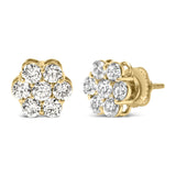 14K White Gold 1 1/2 cttw Prong Set Round-Cut Diamond Floral Cluster Stud Earrings (I-J Color, SI1-SI2 Clarity)-1 thumbnail 2