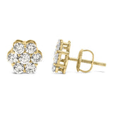 14K White Gold 1 1/2 cttw Prong Set Round-Cut Diamond Floral Cluster Stud Earrings (I-J Color, SI1-SI2 Clarity)-3 thumbnail 4