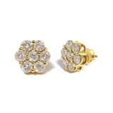 14K White Gold 3 cttw Prong Set Round-Cut Diamond Floral Cluster Stud Earring (I-J Color, SI1-SI2 Clarity)-1 thumbnail 2