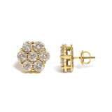 14K White Gold 3 cttw Prong Set Round-Cut Diamond Floral Cluster Stud Earring (I-J Color, SI1-SI2 Clarity)-3 thumbnail 4