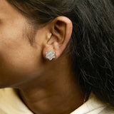 14K White Gold 3 cttw Prong Set Round-Cut Diamond Floral Cluster Stud Earring (I-J Color, SI1-SI2 Clarity)-2 thumbnail 3