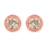 .925 Sterling Silver Round Brilliant Cut Diamond Solitaire Milgrain Stud Earrings-1 thumbnail 2