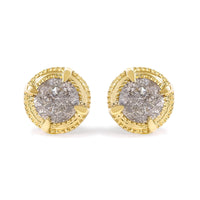 .925 Sterling Silver Round Brilliant Cut Diamond Solitaire Milgrain Stud Earrings