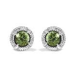 .925 Sterling Silver Treated Colored Diamond Modern 4-Prong Solitaire Milgrain Stud Earrings-5 thumbnail 7