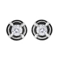 925 black rhodium sterling silver ring with round diamond double halo stones