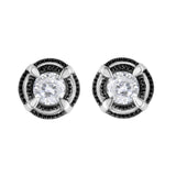 925 black rhodium sterling silver ring with round diamond double halo stones thumbnail 1