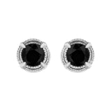 .925 Sterling Silver Treated Colored Diamond Modern 4-Prong Solitaire Milgrain Stud Earrings-6 thumbnail 8
