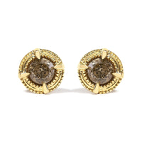 .925 Sterling Silver Round Brilliant Cut Diamond Solitaire Milgrain Stud Earrings