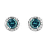 .925 Sterling Silver Treated Colored Diamond Modern 4-Prong Solitaire Milgrain Stud Earrings-2 thumbnail 4