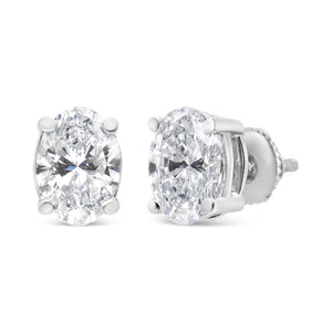 14K White Gold Lab Grown Oval Solitaire Diamond Stud Earrings (F-G Color, VS2-SI1 Clarity)-1