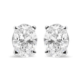 14K White Gold Prong Set Lab Grown Oval Diamond Solitaire Stud Earring (F-G Color, VS1-VS2 Clarity)-0 thumbnail 1