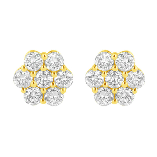 14K Yellow Gold 1.0 Cttw Diamond Flower Earring (J-K Color, I1-I2 Clarity)-0