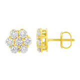 14K Yellow Gold 1.0 Cttw Diamond Flower Earring (J-K Color, I1-I2 Clarity)-1 thumbnail 2