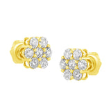14K Yellow Gold 1.0 Cttw Diamond Flower Earring (J-K Color, I1-I2 Clarity)-3 thumbnail 4