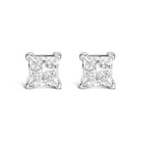 14K White Gold Princess Cut Lab-Grown Diamond Solitaire Stud Earrings (F-G Color, VS2-SI1 Clarity)