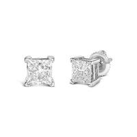 14K White Gold Princess Cut Lab-Grown Diamond Solitaire Stud Earrings (F-G Color, VS2-SI1 Clarity)