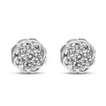 925 sterling silver stud earrings with round diamond floral halo clusters