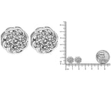 .925 Sterling Silver 1/2 Cttw Round Diamond Cluster Openwork Floral Halo Stud Earrings (I1-I2 Clarity, I-J Color)-4 thumbnail 5