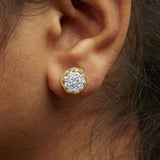 10K Yellow Gold Plated .925 Sterling Silver 1/2 Cttw Diamond Cluster Stud Earrings (J-K Color, I2-I3 Clarity)-2 thumbnail 3
