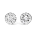 .925 Sterling Silver 1/4 Cttw Diamond Miracle Set Solitaire with Halo Stud Earrings-0