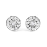 .925 Sterling Silver 1/4 Cttw Diamond Miracle Set Solitaire with Halo Stud Earrings-0 thumbnail 1