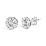 .925 Sterling Silver 1/4 Cttw Diamond Miracle Set Solitaire with Halo Stud Earrings-1 thumbnail 2