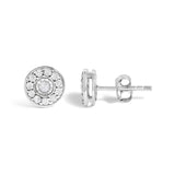 .925 Sterling Silver 1/4 Cttw Diamond Miracle Set Solitaire with Halo Stud Earrings-3 thumbnail 4