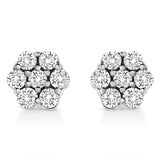 14K white gold ring with round diamond flower cluster stones thumbnail 1