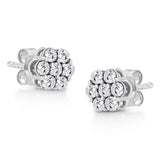 14K White Gold 1/2 Cttw Prong Set Round-Cut Diamond Flower Stud Earring (H-I Color, I1-I2 Clarity)-3 thumbnail 4