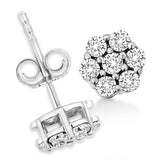 14K White Gold 1/2 Cttw Prong Set Round-Cut Diamond Flower Stud Earring (H-I Color, I1-I2 Clarity)-4 thumbnail 5