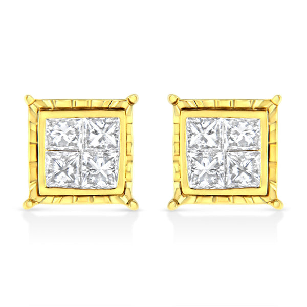 14K White Gold 1.0 Cttw 4-Prong Set Brilliant Round-Cut Solitaire Lab Grown Diamond Push Back Stud Earrings (E-F Color, VVS2-VS1 Clarity)